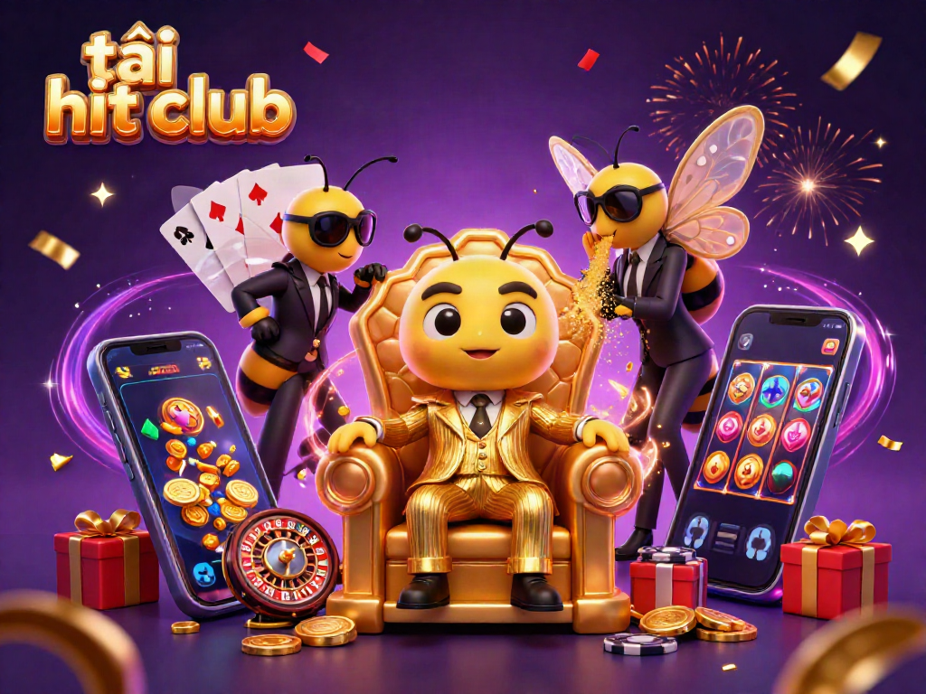 Engage with flashy games and jackpots at tải hit club, featuring bumblebee mob boss and vibrant casino elements.