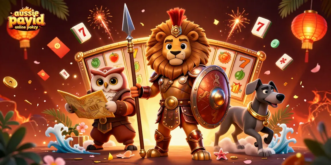 Experience the thrill of aussie payid online pokies with an exciting casino adventure scene featuring iconic gaming elements.