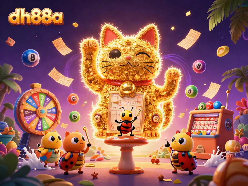 Experience exciting wins at dh88a with a vibrant casino-themed digital illustration.